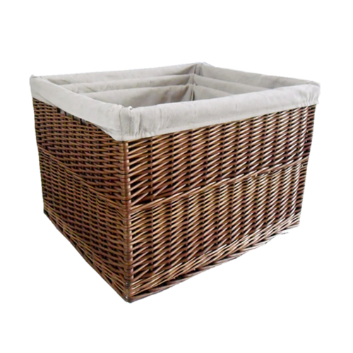 Large Wicker Log Baskets Set of 3 with Handles | Storage Organizer 64x54x40cm