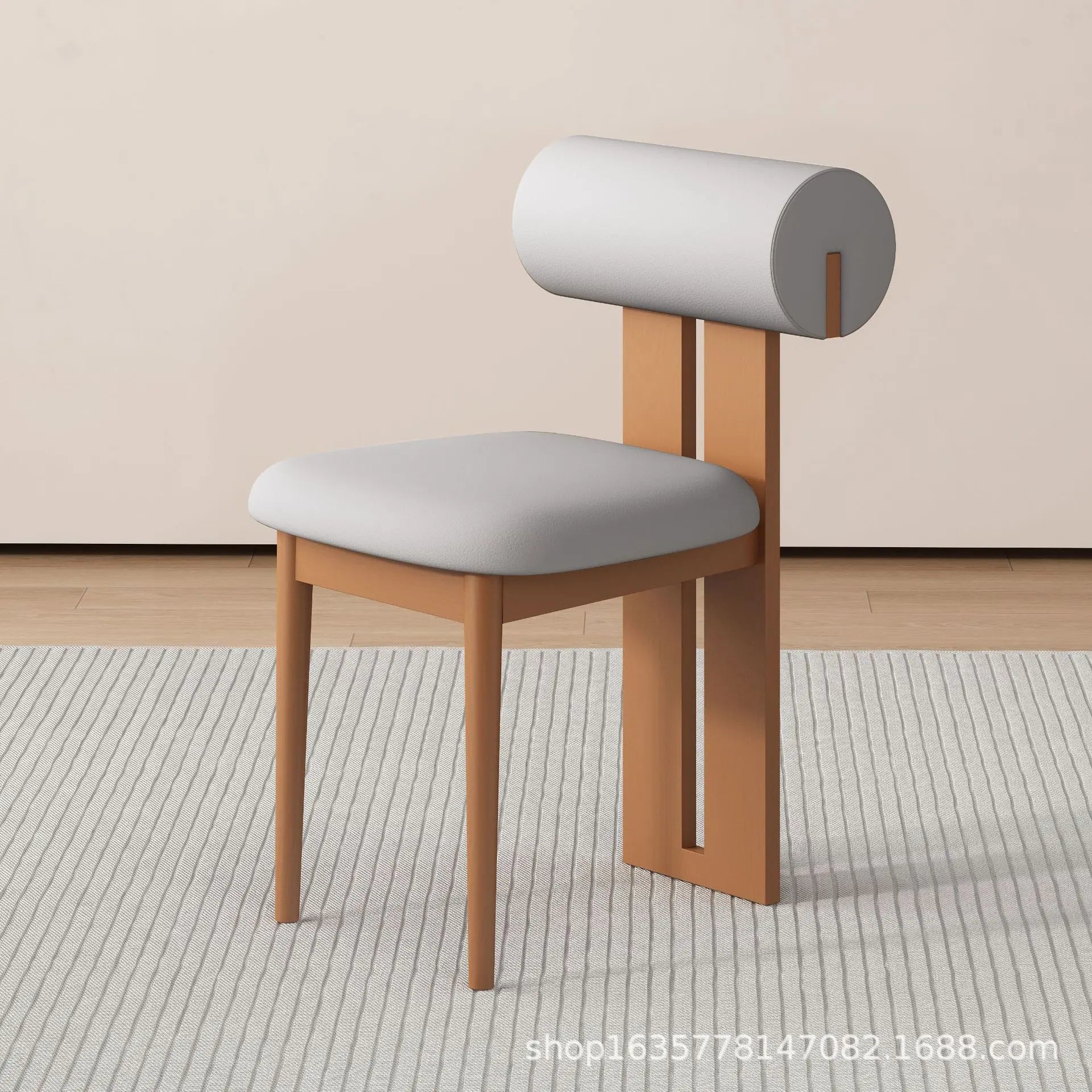 Solid Wood Dining Chair - Modern Upholstered Backrest Chair