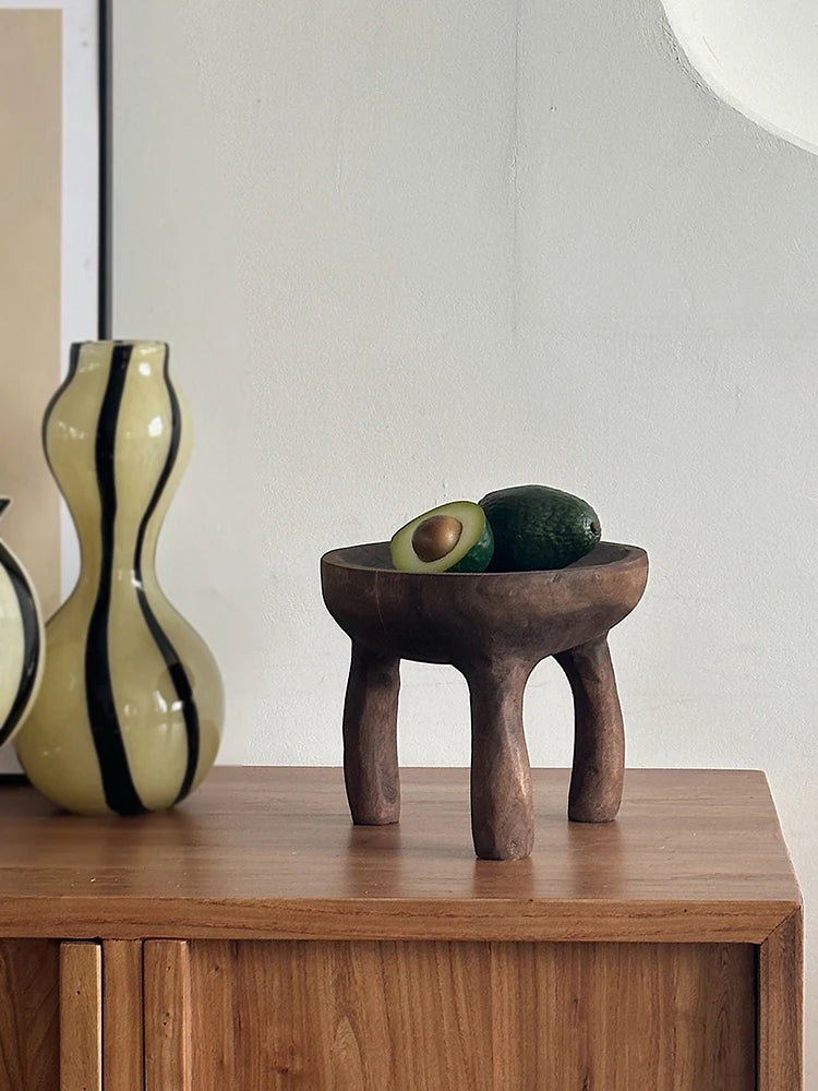 Wabi Sabi Wooden Fruit Tray - Handcrafted Walnut Serving Platter, Home Decor