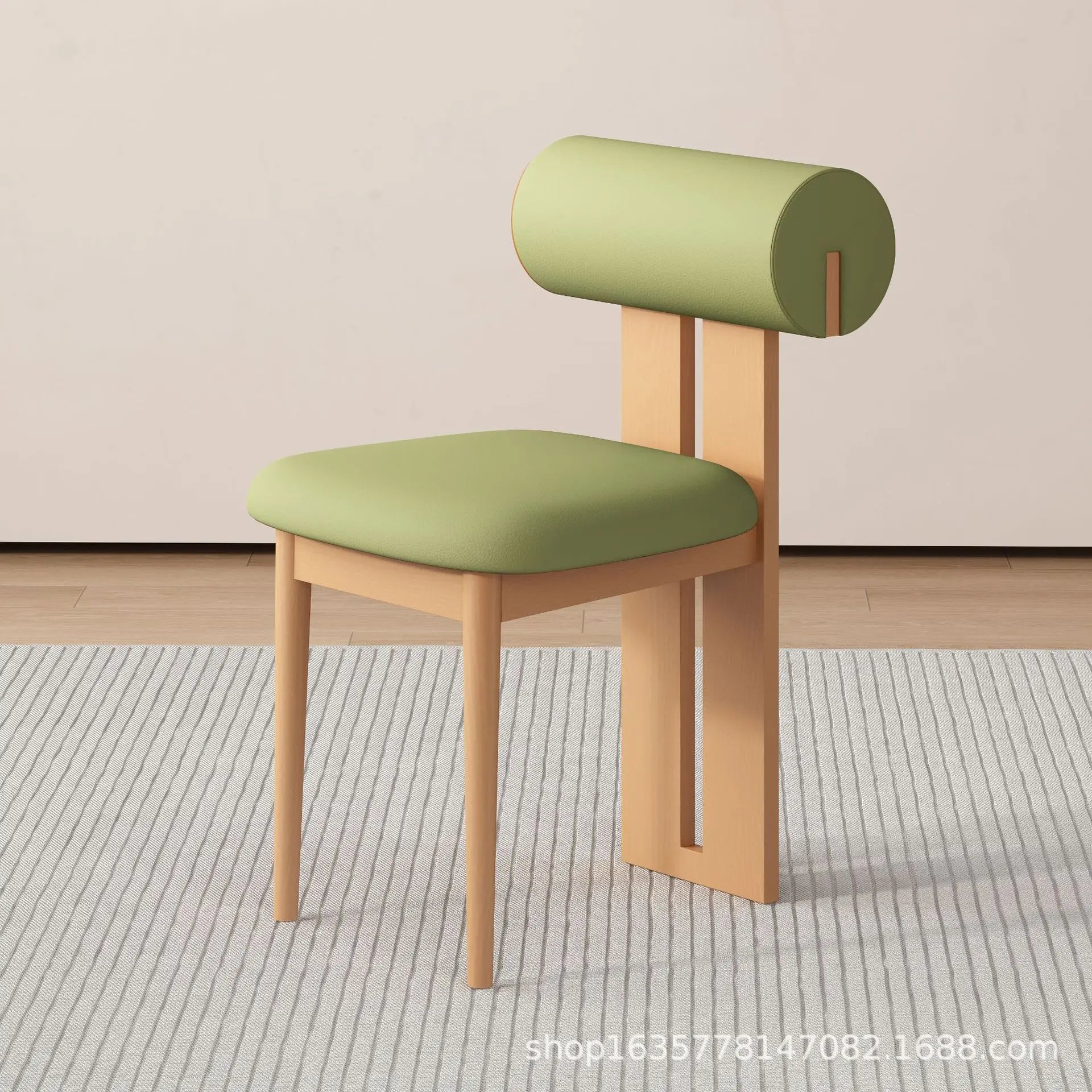 Solid Wood Dining Chair - Modern Upholstered Backrest Chair