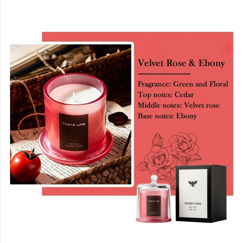 Velvet Rose Ebony Scented Candle - 40 Hour Natural Soy Wax Aromatherapy Candle