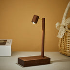 Wooden Table Lamp - Retro LED Night Light with Rotary Switch