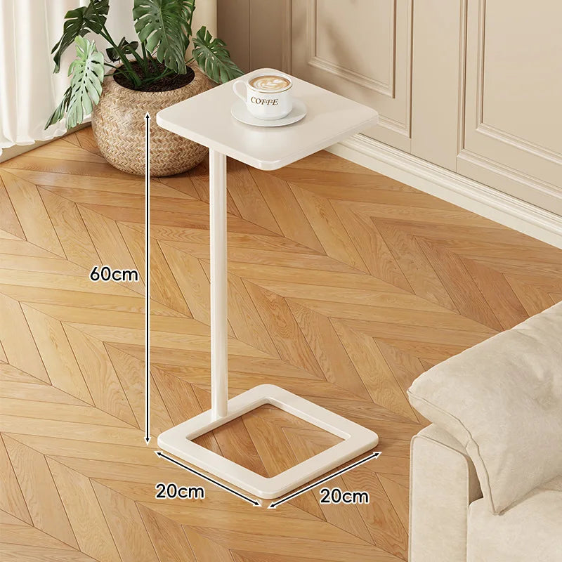 Wooden Side Table with Wheels - Mobile Coffee Table for Living Room & Bedroom