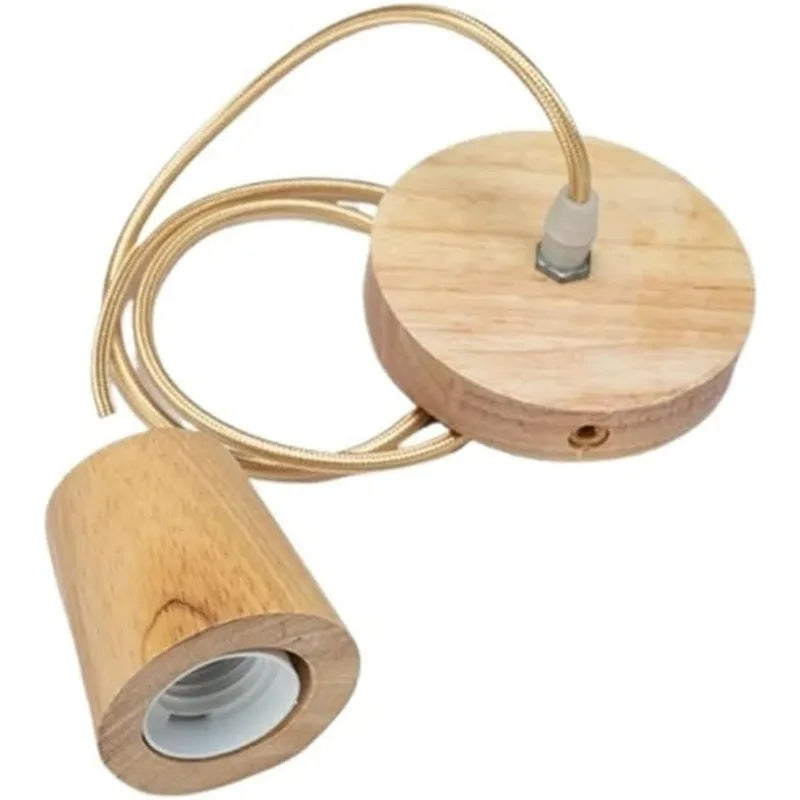 Wooden Pendant Light | Nordic Vintage E27 Hanging Lamp