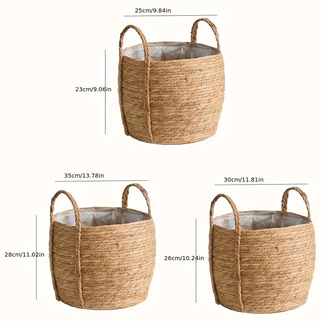 Handmade Rattan Planter Basket - Woven Flowerpot for Indoor Plants & Home Decor
