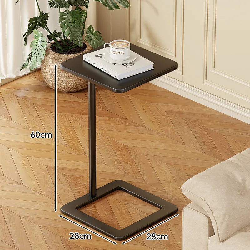 Wooden Side Table with Wheels - Mobile Coffee Table for Living Room & Bedroom