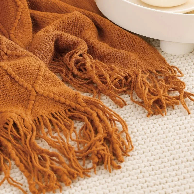 Nordic Knitted Throw Blanket - Soft Shawl for Sofa & Bed