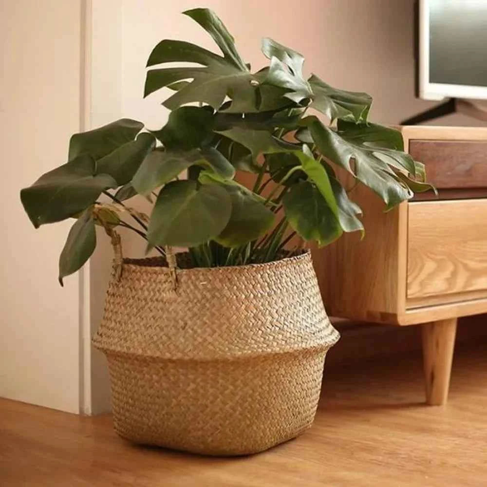 Large Seagrass Wickerwork Basket Rattan Hanging Flower Pot Dirty Laundry Hamper Storage For Home Garden 45CM/38CM/32CM/27CM/22CM