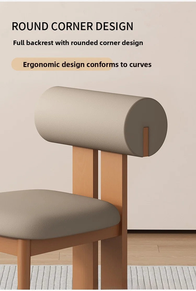 Solid Wood Dining Chair - Modern Upholstered Backrest Chair