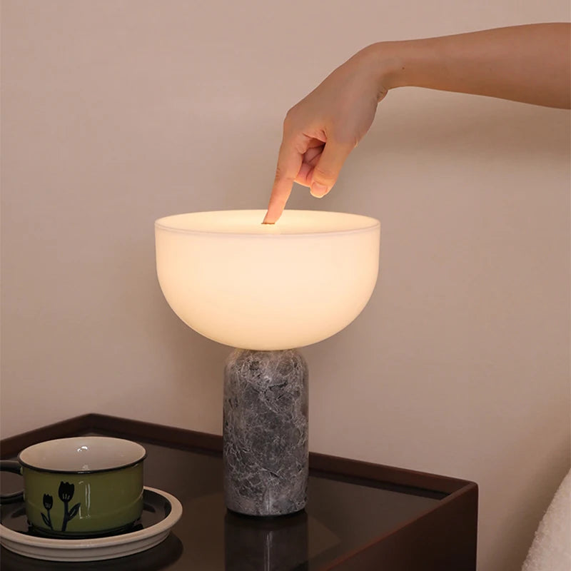 Marble Bedside Table Lamp - Danish Designer Touch Lamp for Bedroom & Office
