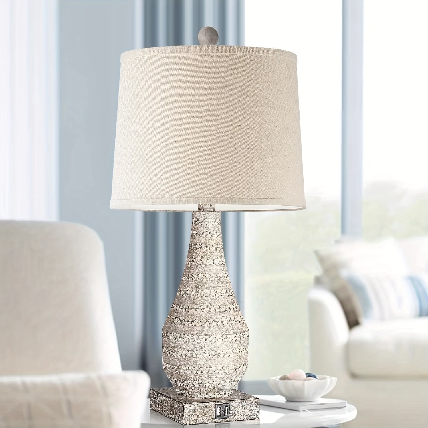 Touch Table Lamps Set of 2 - Dimmable Bedside Lamps with USB Ports