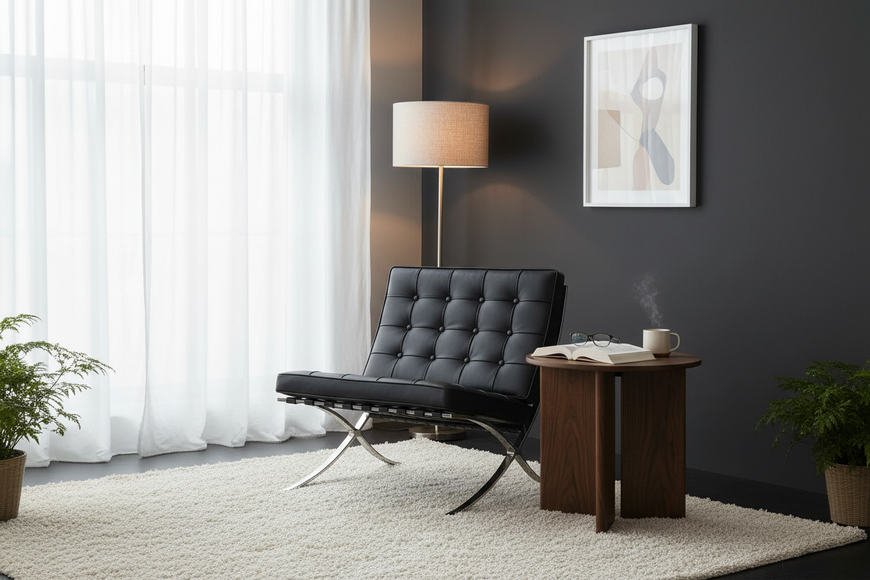 Barcelona Chair in Reading Nook