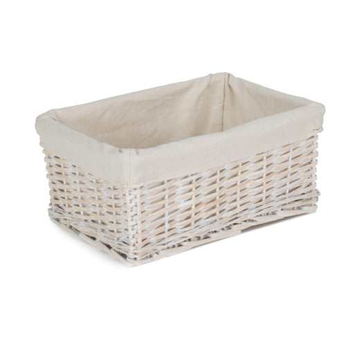 Whitewash Wicker Storage Basket with Lining | 3 Sizes (S/M/L)