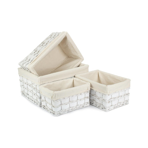 Whitewash Scandi Storage Basket with White Lining | 4 Sizes (S/M/L/XL)