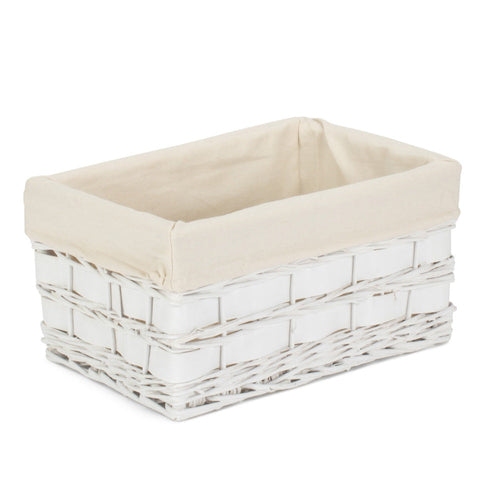 Whitewash Scandi Storage Basket with White Lining | 4 Sizes (S/M/L/XL)