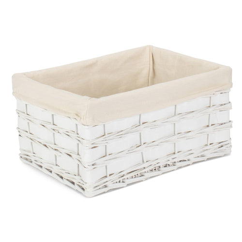 Whitewash Scandi Storage Basket with White Lining | 4 Sizes (S/M/L/XL)