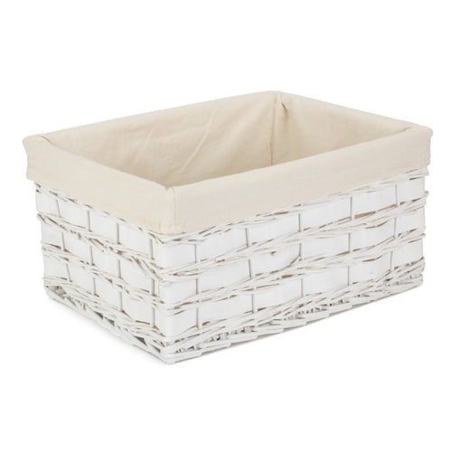 Whitewash Scandi Storage Basket with White Lining | 4 Sizes (S/M/L/XL)