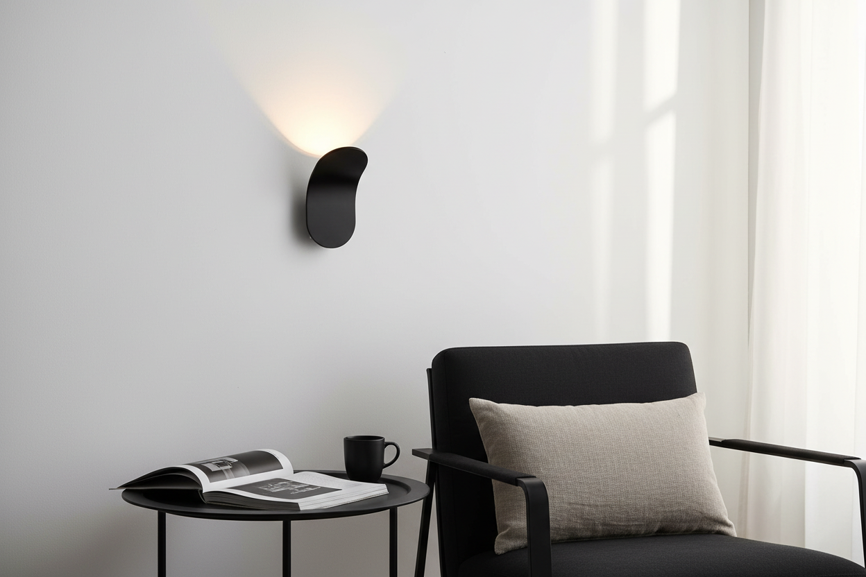 Black LED Wall Sconce Upward Light