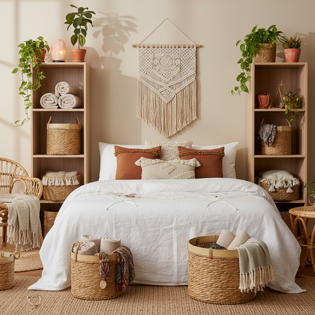 Bohemian bedroom scene