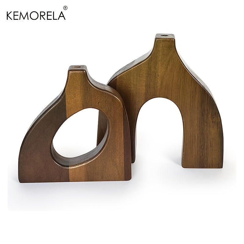 Wooden Vases Set of 2 - Modern Decorative Vases | Creative Home Decor
