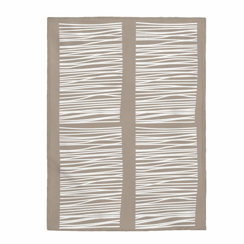 Beige Abstract Lines Plush Velveteen Throw Blanket - Cozy Statement Piece