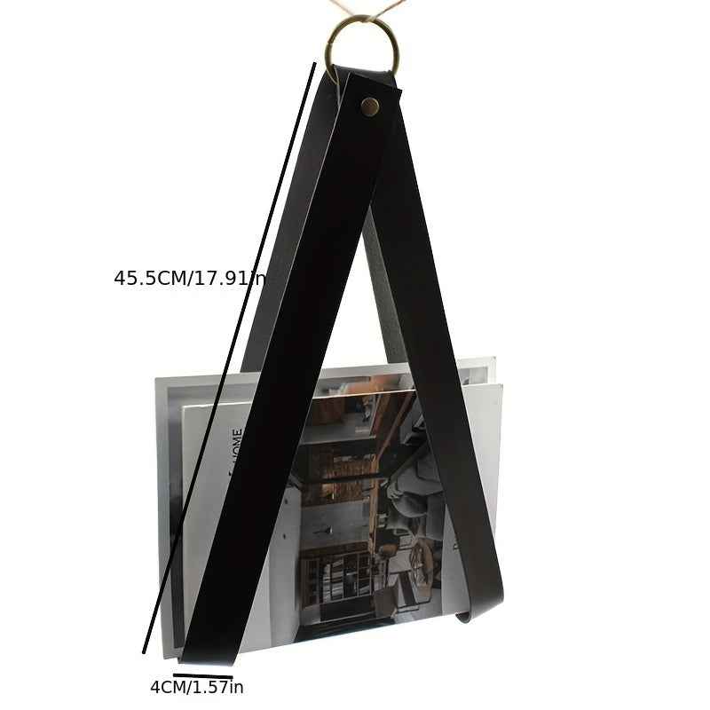 Artisan Leather Magazine Holder - Wall Mounted Storage Organizer - LUXE Home Collection Co