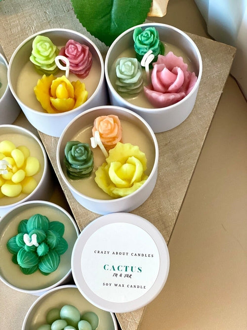 Cactus Scented Soy Candle - Handmade Baja Blossom & Coconut Hibiscus - 2.5" Jar