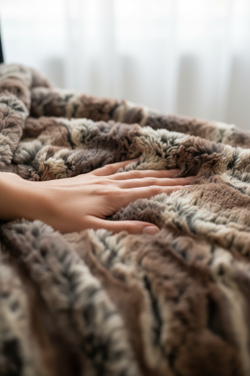 Close-up detail of luxurious faux fur texture