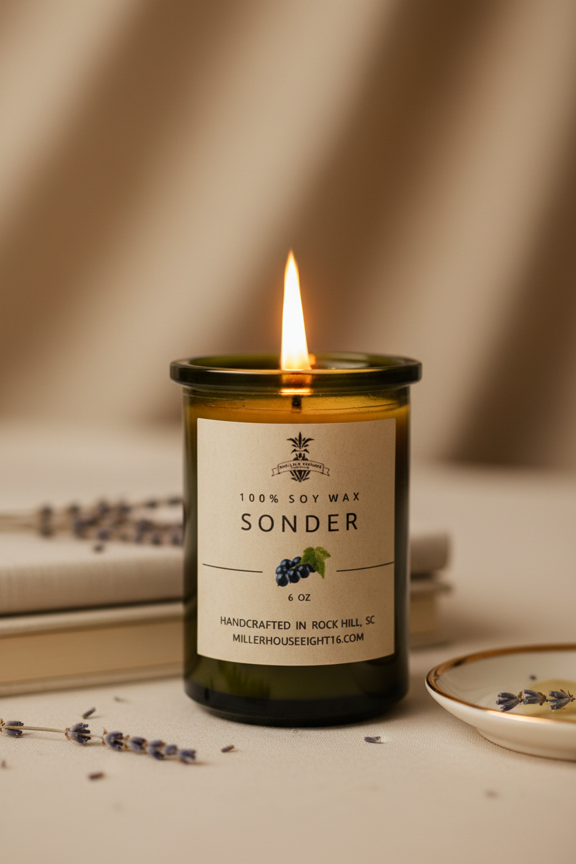 Close-up of burning candle with warm glow