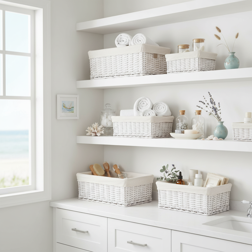 Coastal bathroom scene