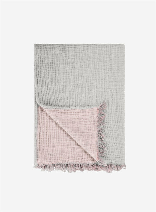 Organic Cotton Throw Blanket Pink Grey - Double-Sided | Oeko-Tex Certified