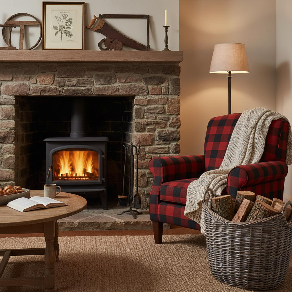 Cottage wood stove scene