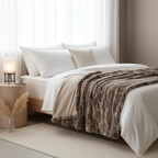 Cozy bedroom scene with throw at foot of bed