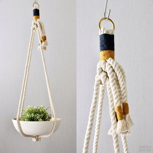 Handmade Macrame Plant Hanger - Natural Cotton Hanging Planter