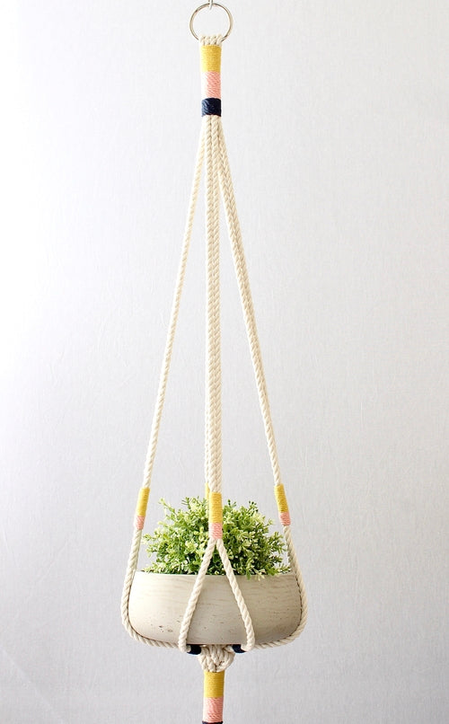 Large Handmade Macrame Plant Hanger - 100% Cotton Hanging Planter - 48" Length