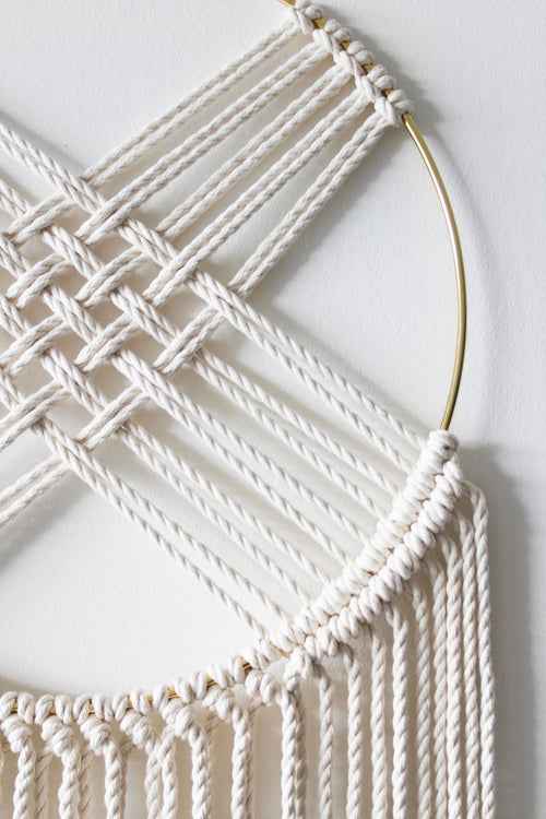 Macrame Wall Hanging - Handcrafted Cotton Dreamcatcher with Brass Hoop 12" - LUXE Home Collection Co