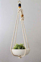 Macrame Plant/Fruit Bowl Hanger - Handcrafted Color Block Cotton 37" - LUXE Home Collection Co