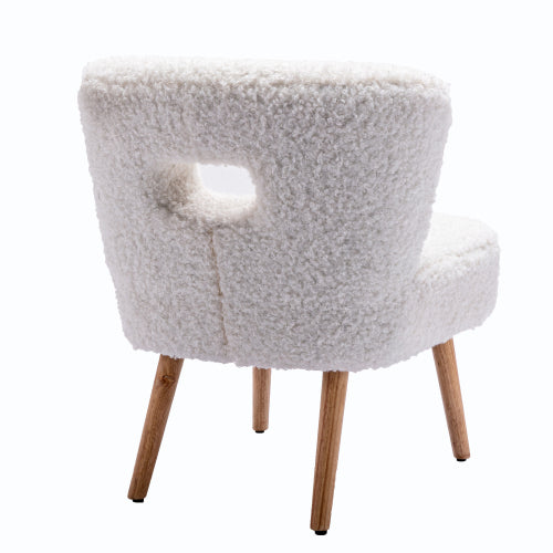 Lamb Wool Accent Chair - White Faux Fur Upholstered Chair | Open Back Design