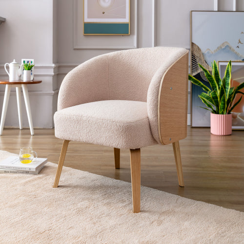 Lamb Hair Accent Chair - Upholstered Lounge Chair for Living Room & Bedroom