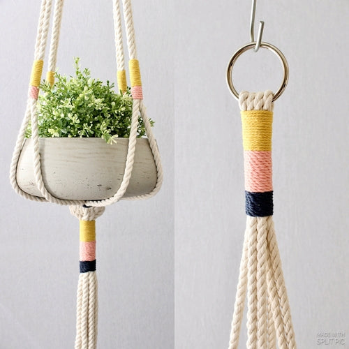 Large Handmade Macrame Plant Hanger - 100% Cotton Hanging Planter - 48" Length