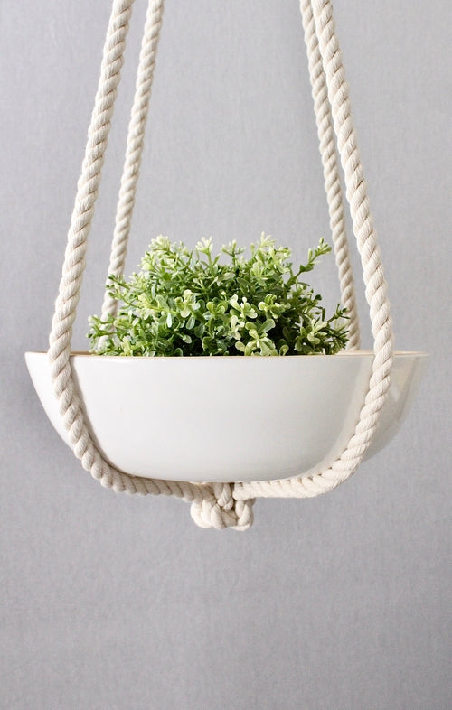 Handmade Macrame Plant Hanger - Natural Cotton Hanging Planter