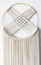 Macrame Wall Hanging - Handcrafted Cotton Dreamcatcher with Brass Hoop 12" - LUXE Home Collection Co