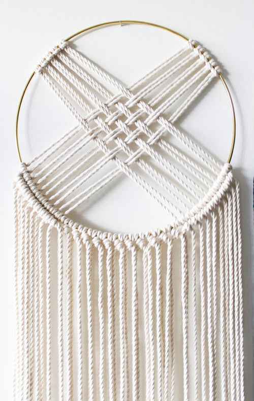 Macrame Wall Hanging - Handcrafted Cotton Dreamcatcher with Brass Hoop 12" - LUXE Home Collection Co
