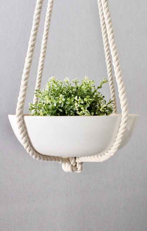 Macrame Plant/Fruit Bowl Hanger - Handcrafted Color Block Cotton 37" - LUXE Home Collection Co