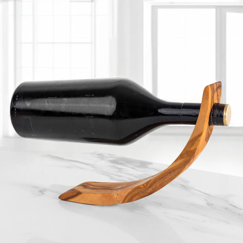Handmade Olive Wood Bottle Holder - Wine Display Stand | Two Designs Available
