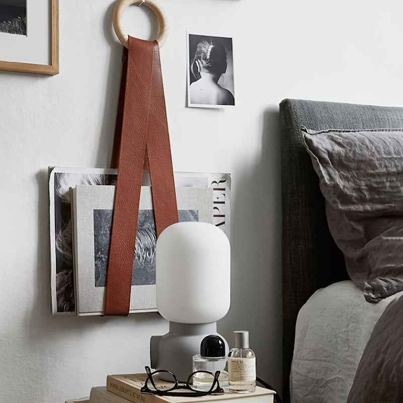 Artisan Leather Magazine Holder - Wall Mounted Storage Organizer - LUXE Home Collection Co