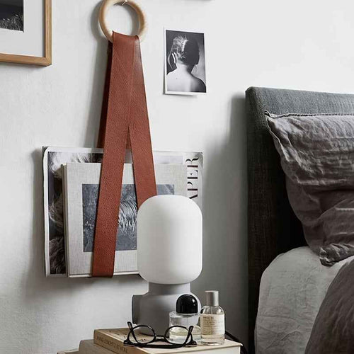 Artisan Leather Magazine Holder - Wall Mounted Storage Organizer - LUXE Home Collection Co