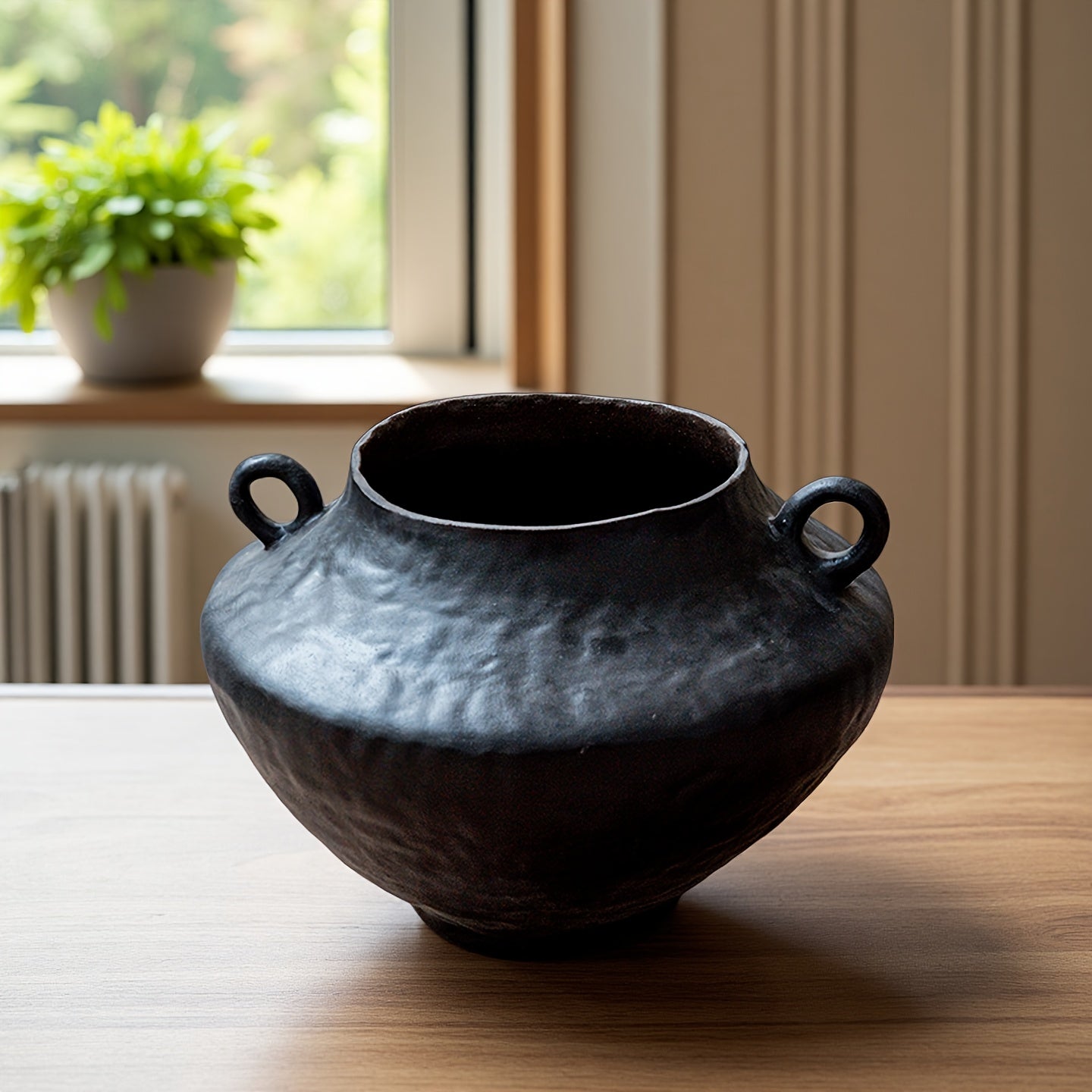 Vintage Ceramic Vase - Minimalist Cylinder Vase for Living Room & Table Décor