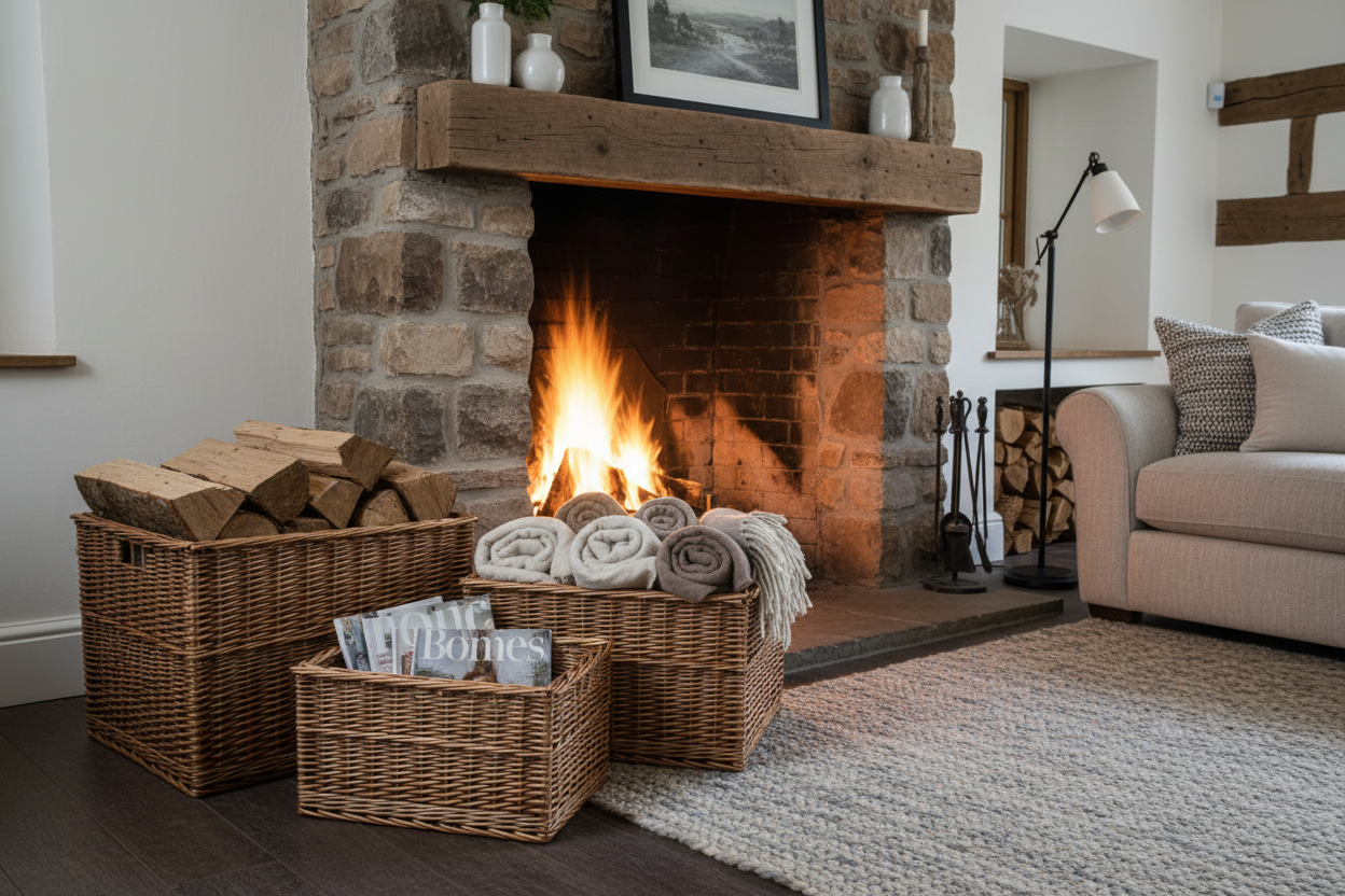 Fireplace living room scene