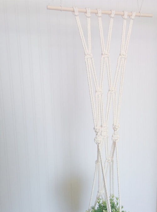 Handmade Macrame Plant Hanger - Dip Dyed Aquamarine - 43" Cotton Hanging Planter